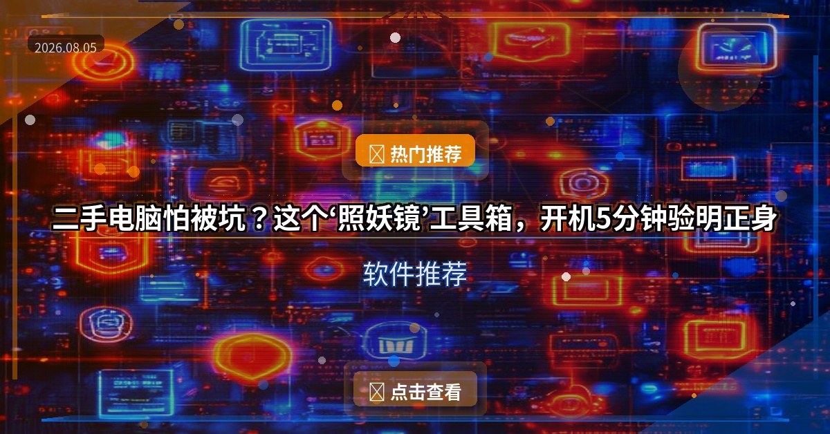 二手电脑怕被坑？这个‘照妖镜’工具箱，开机5分钟验明正身