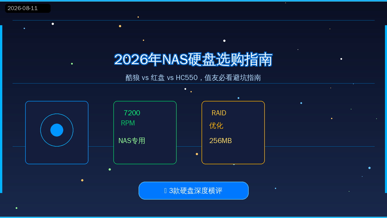 💾 2026年NAS硬盘选购指南：酷狼、红盘、HC550，哪款才是你的菜？（2026-08-11）