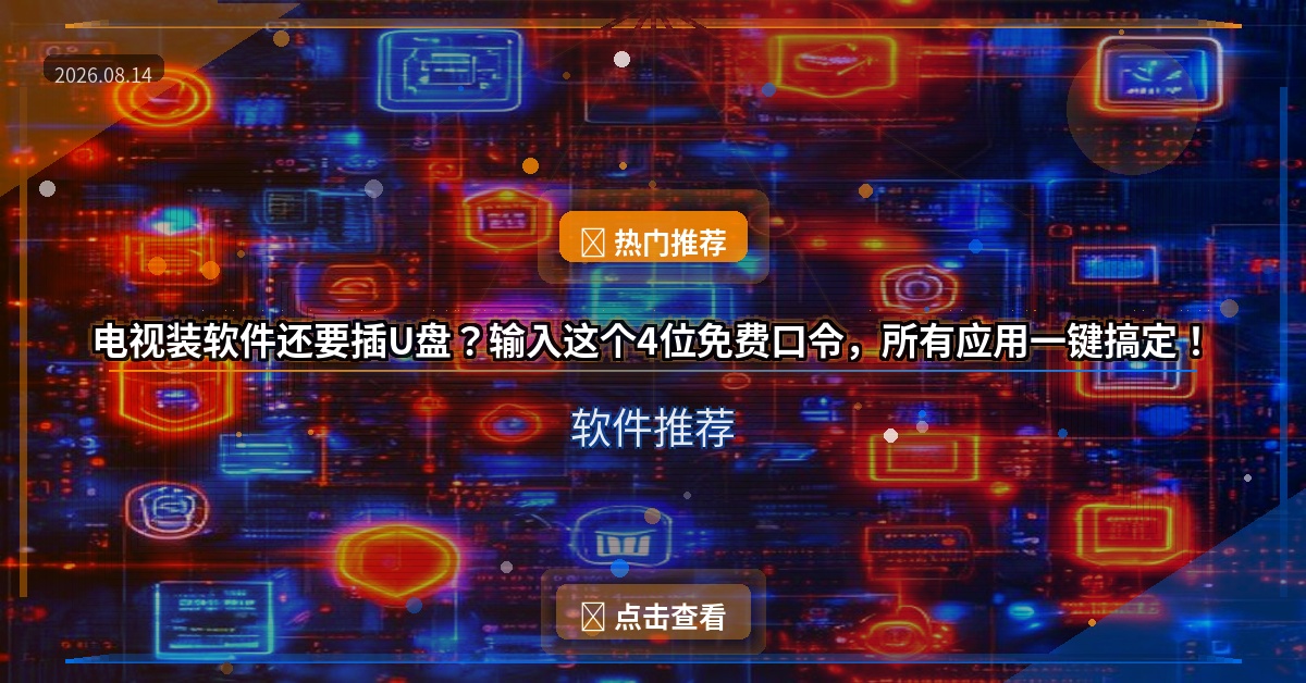 电视装软件还要插U盘？输入这个4位免费口令，所有应用一键搞定！