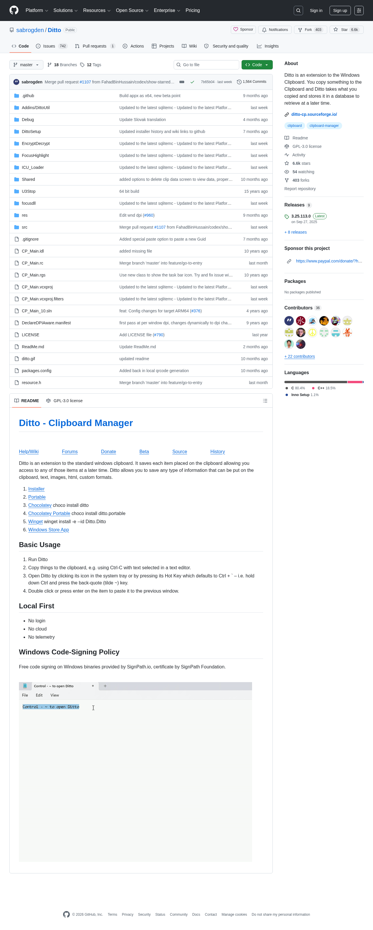 Ditto GitHub