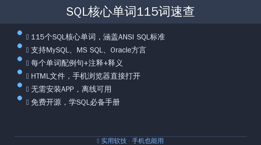 SQL单词速查功能