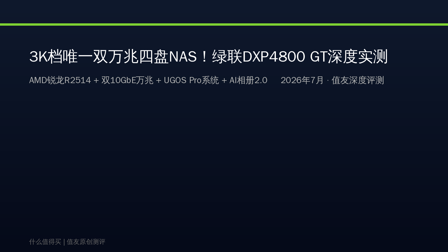 3K档唯一双万兆四盘NAS！绿联DXP4800 GT深度实测：AMD锐龙+双万兆+AI相册2.0，摄影师和创作者的一步到位之选