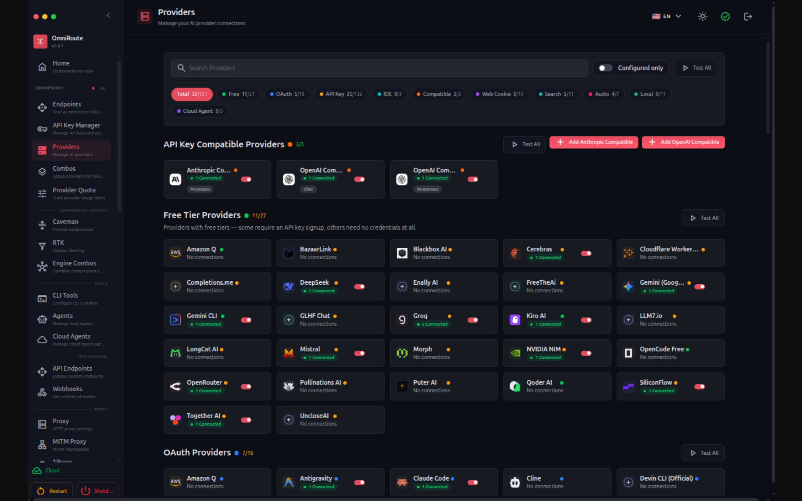 OmniRoute Dashboard