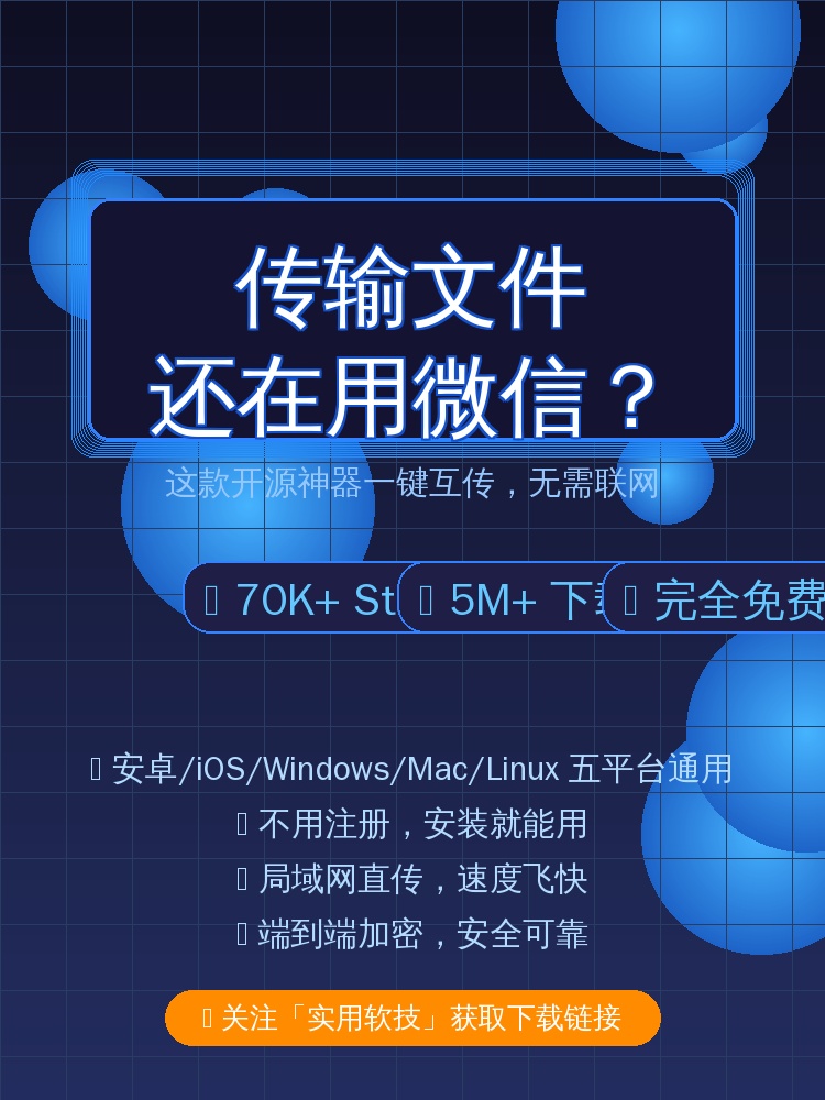 跨平台文件互传还在用微信？这款开源神器7万星，安卓iOS电脑全搞定