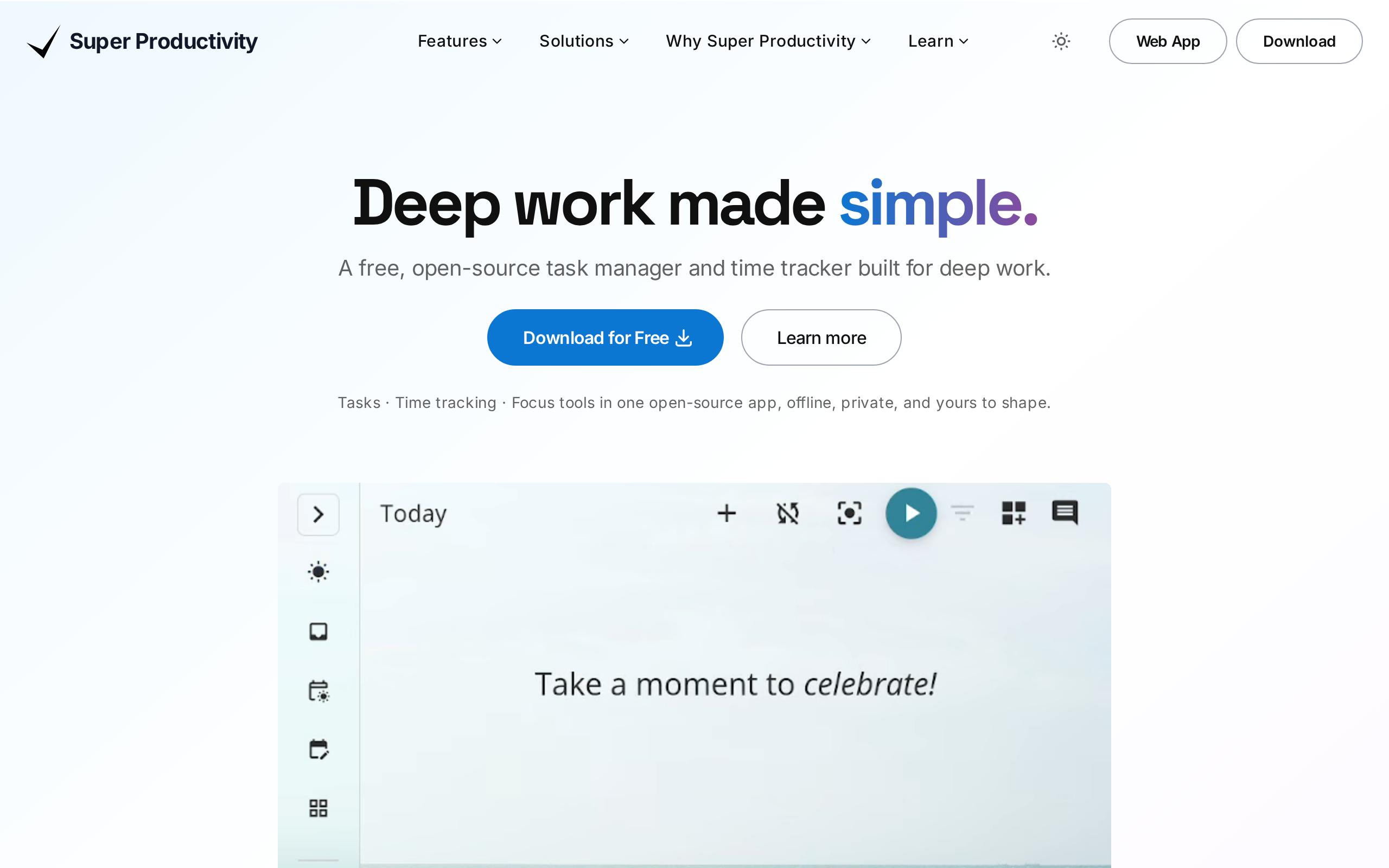 Super Productivity 首页
