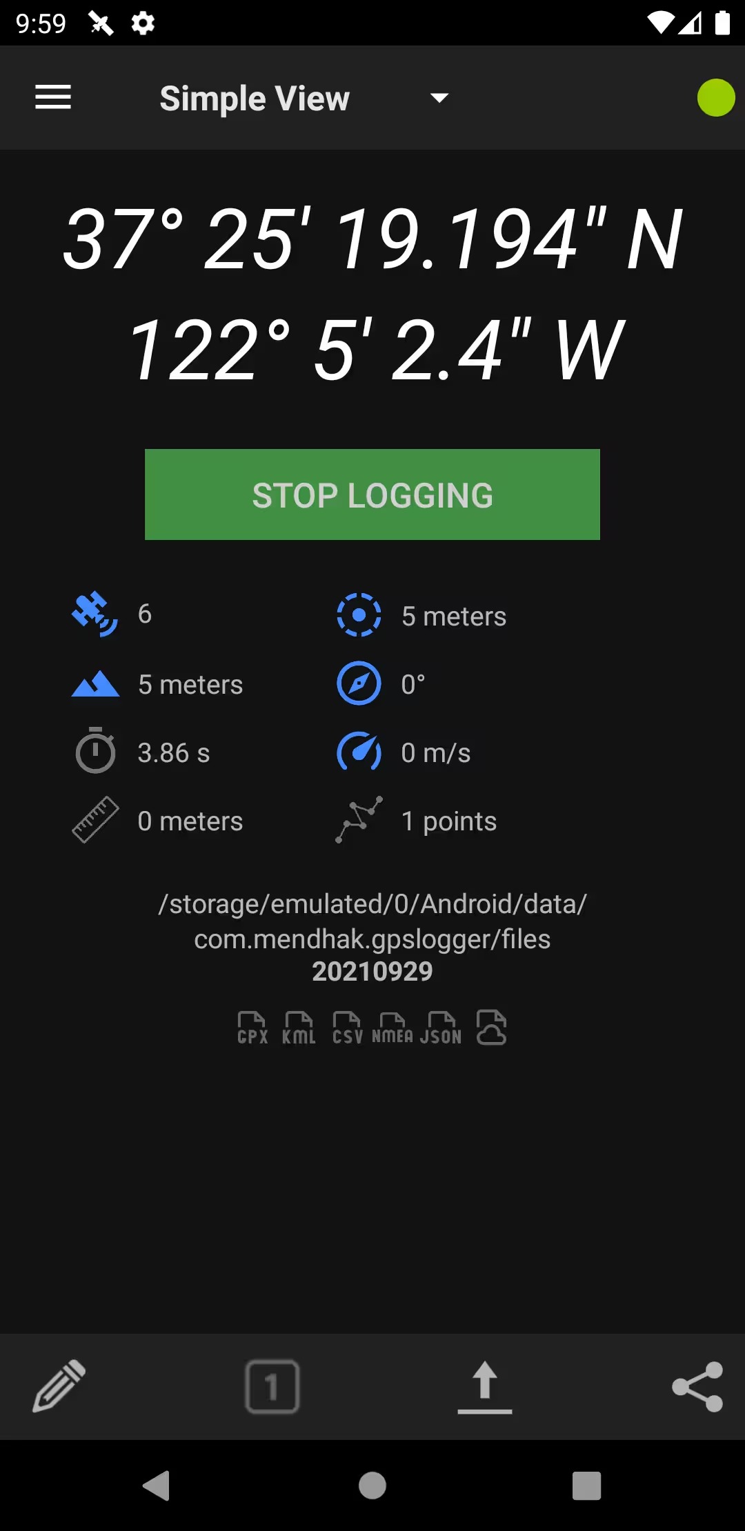 GPSLogger 记录中