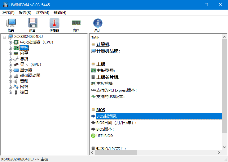HWiNFO界面