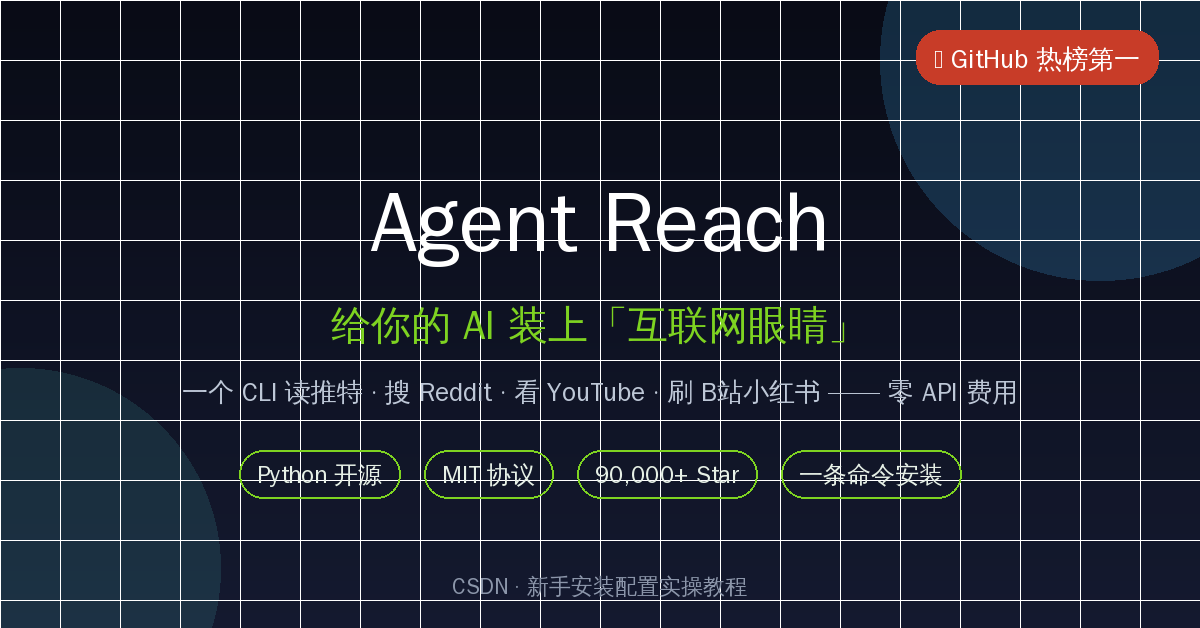 AI助手联网神器Agent Reach教程：一条命令给Claude Code装上互联网眼睛（90K Star开源工具实测）