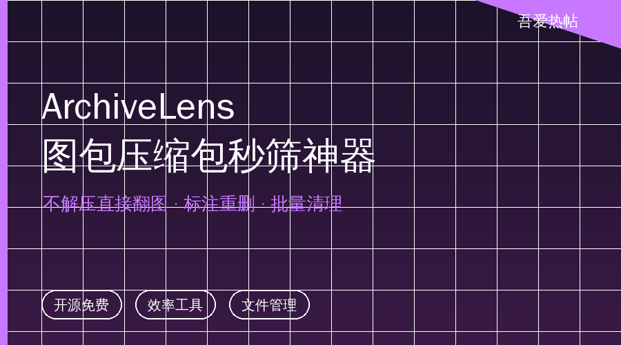 上千个图包压缩包懒得逐个解压？开源ArchiveLens：不解压直接翻图