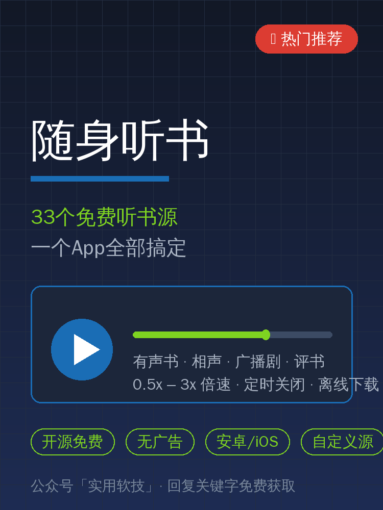 听书还在充会员？这款开源神器33个免费书源一键导入，我直接退了年费