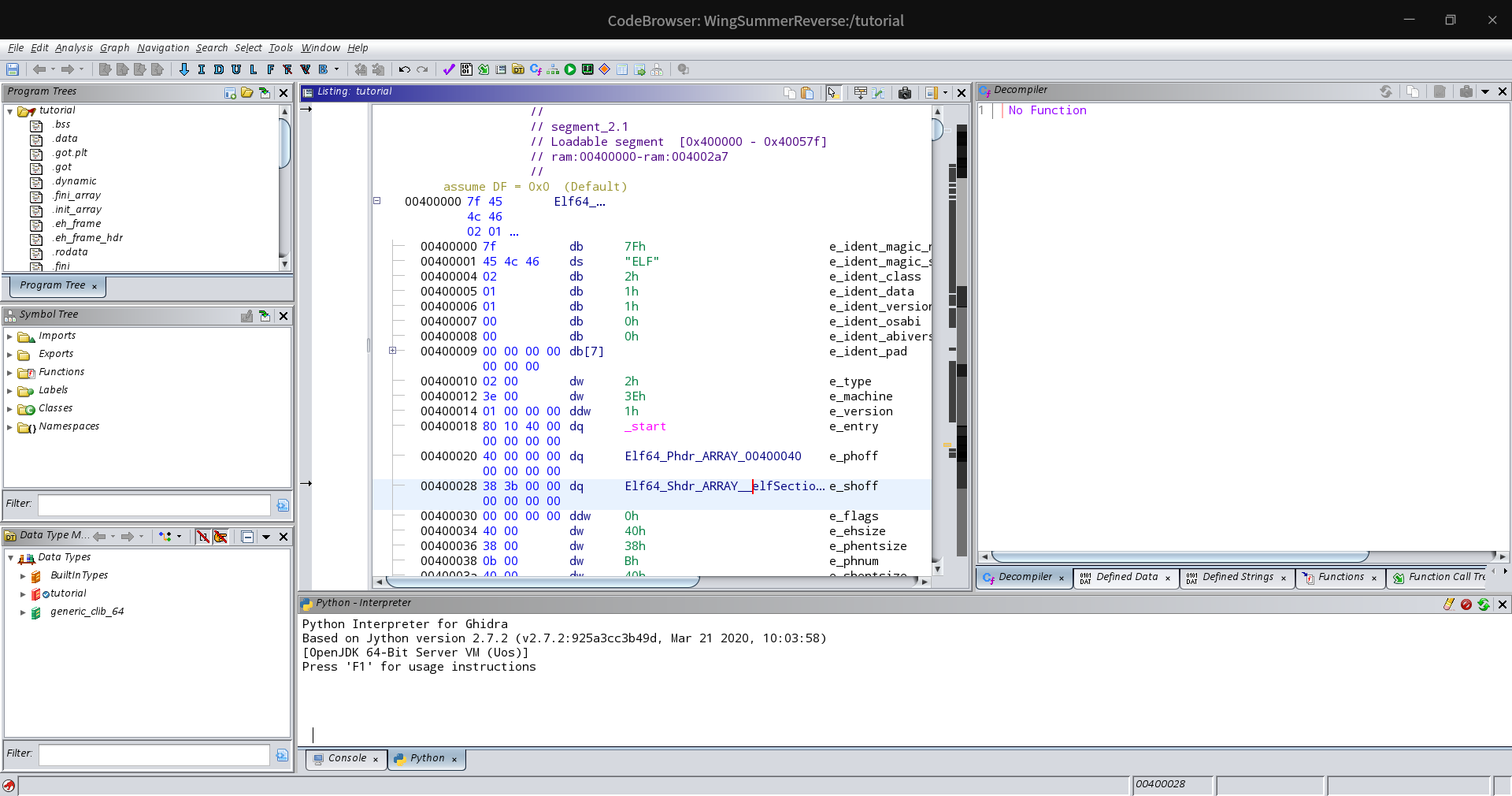 Ghidra CodeBrowser主界面
